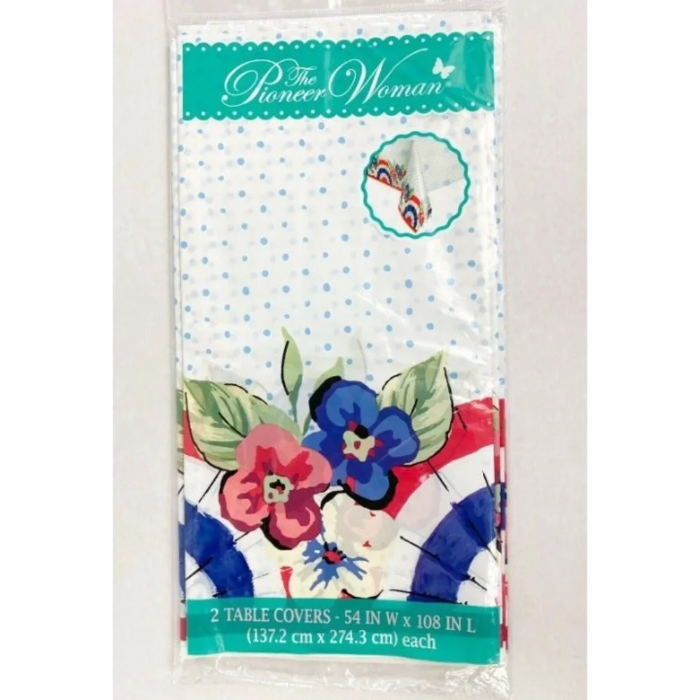 2ct Pioneer Woman Patriotic 4th of July Plastic Party Tablecloth 108